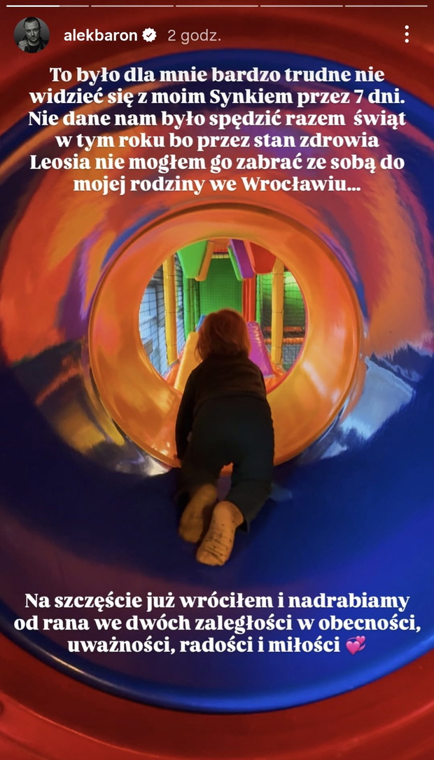 Tak Aleksander Baron spędza czas z synem fot. Instagram @alekbaron