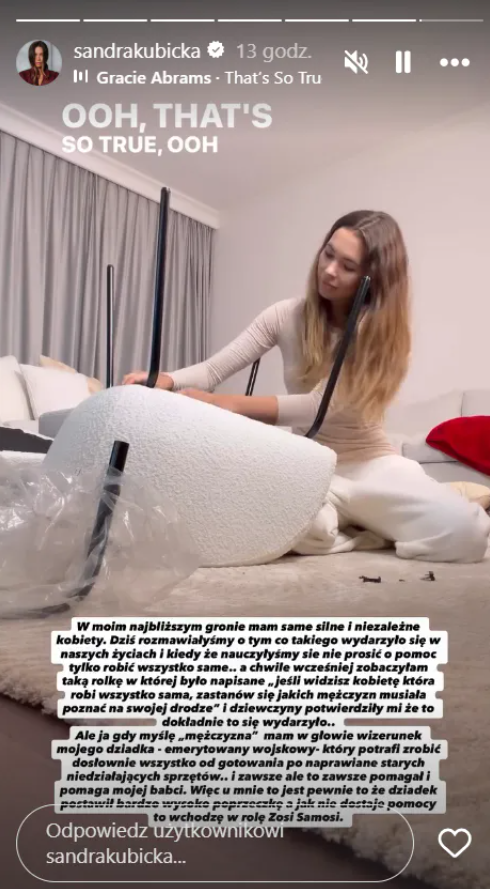 Sandra Kubicka o ideale mężczyzny. Podała przykład fot. Instagram @sandrakubicka