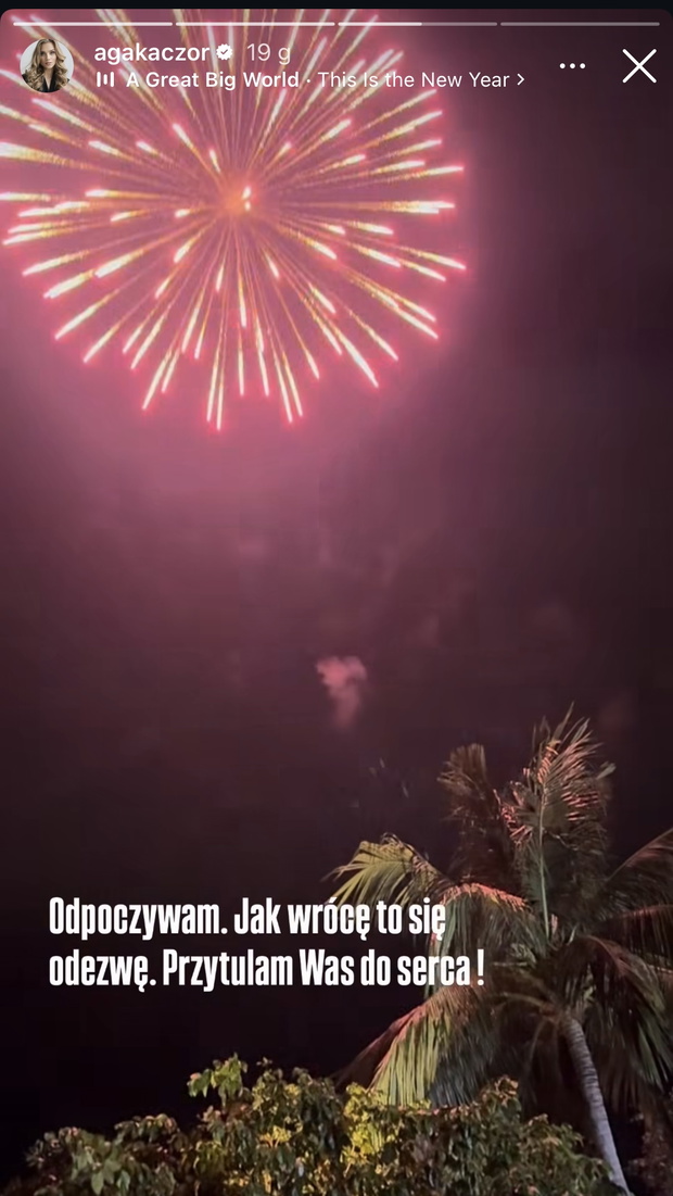 Agnieszka Kaczorowska na sylwestrowym wyjeździe