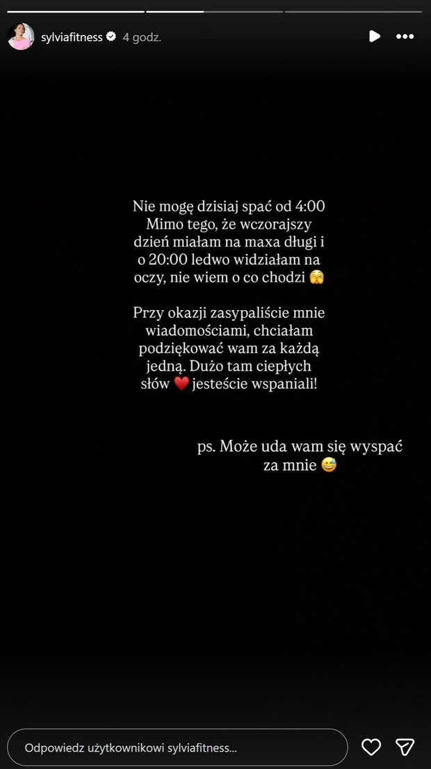 Sylwia Szostak w nocy zaskoczyła wpisem
