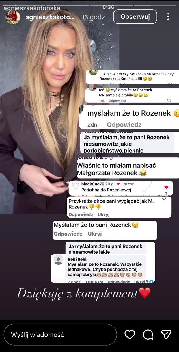 Agnieszka Kotońska odpowiada na komentarze
