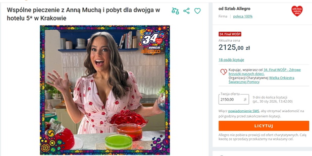 Aukcja Anny Muchy dla WOŚP