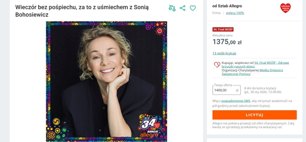 Aukcja Sonii Bohosiewicz na allegro