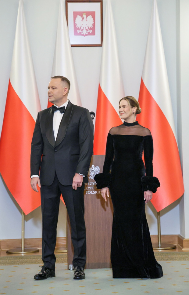 Marta i Karol Nawroccy na noworocznym spotkaniu