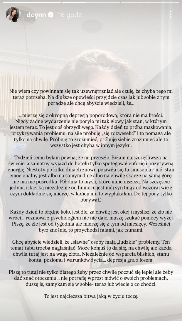 Deynn w poruszającym wyznaniu fot. Instagram @deynn