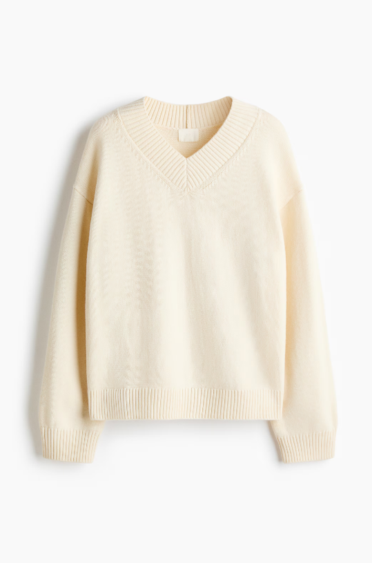 SWETER Z DEKOLTEM W SEREK H&amp;M