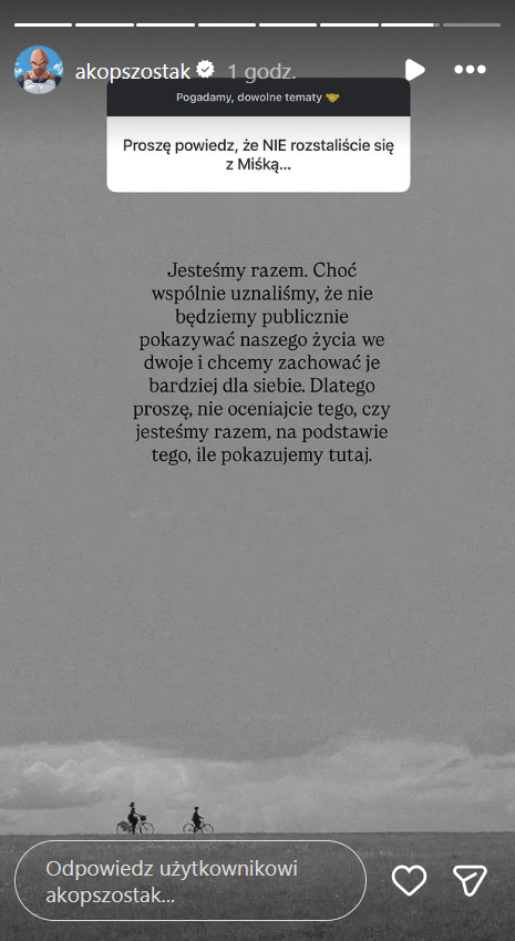 Akop Szostak mówi o rozstaniu fot. Instagram @akopszostak