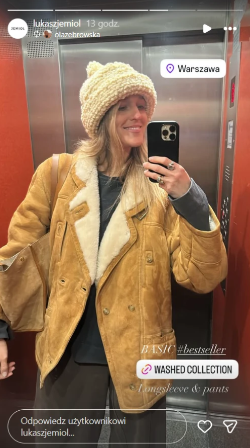 Ola Żebrowska w kurtce shearling jacket fot. Instagram @olazebrowska