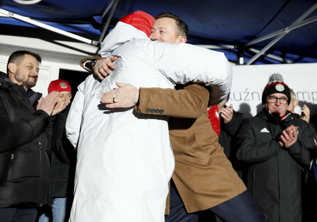 Tak powitali Kacpra Tomasiaka w Bystrej. Adam Małysz nie wytrzymał