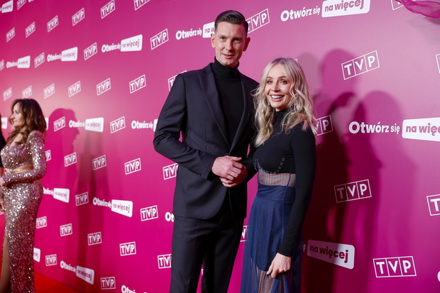 Łukasz Kadziewicz, Agnieszka Woźniak-Starak na ściance TVP
