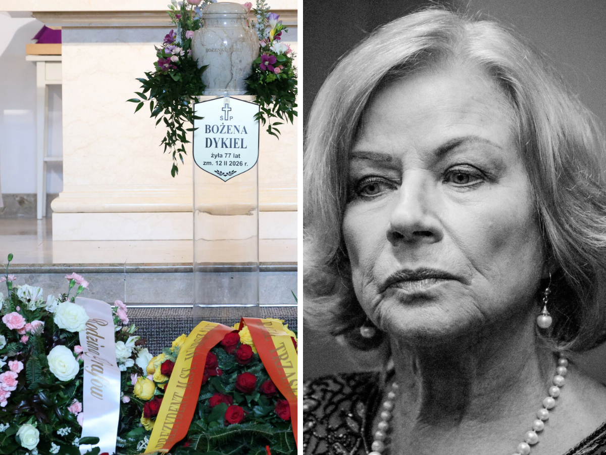 Dwa szczególne wieńce przy urnie Bożeny Dykiel. Ten widok przyciągał spojrzenia podczas ostatniego pożegnania