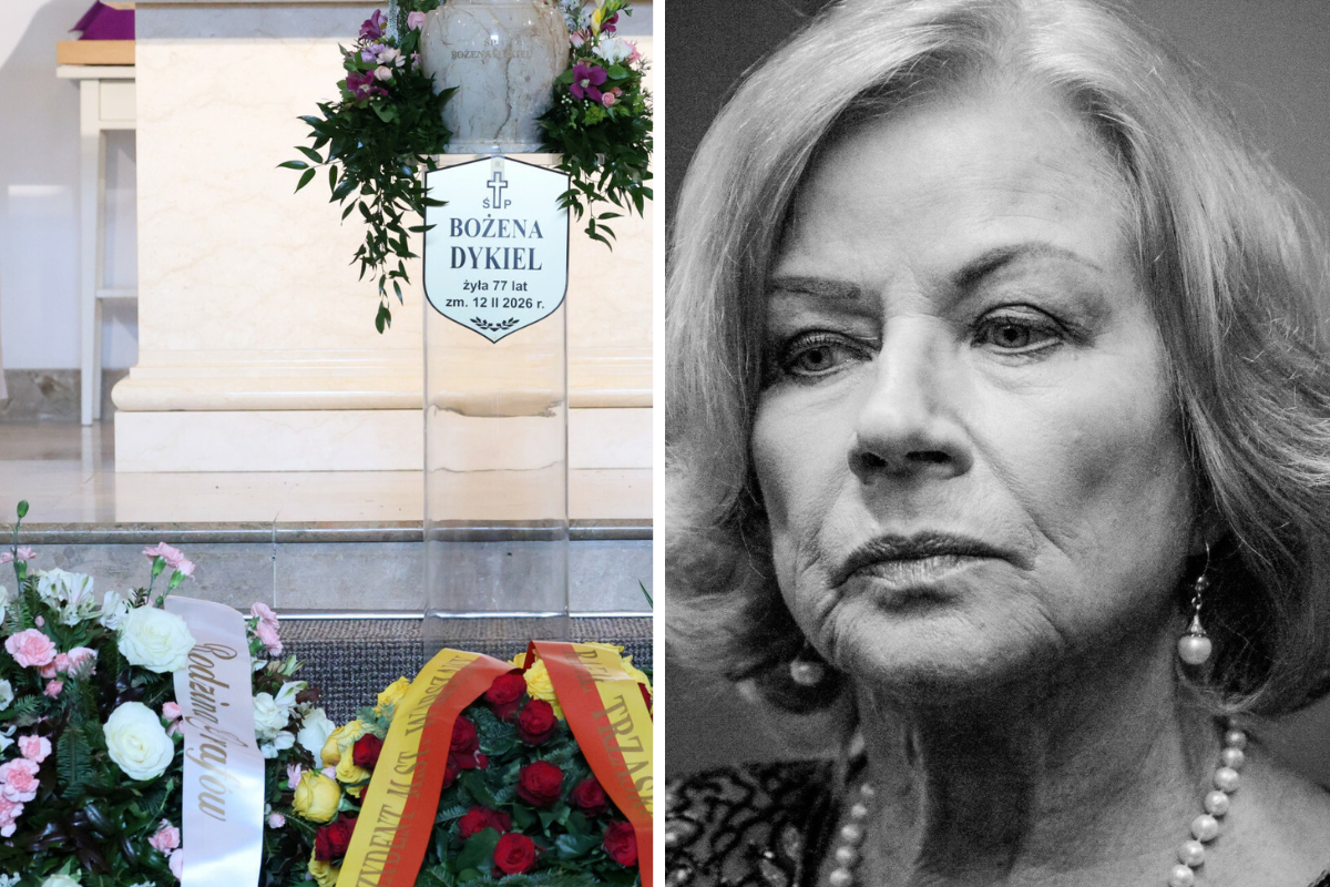 Dwa szczególne wieńce przy urnie Bożeny Dykiel. Ten widok przyciągał spojrzenia podczas ostatniego pożegnania