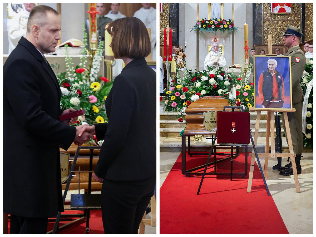 Karol Nawrocki na pogrzebie Jacka Magiery. Odznaczył trenera pośmiertnie