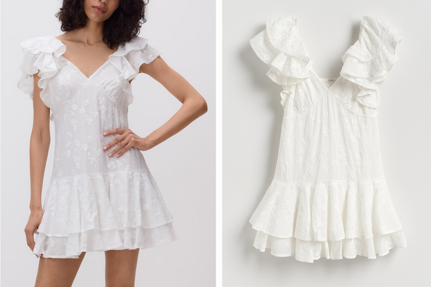 Modna sukienka z haftem angielskim typu "embroidery" w stylu Izabeli Macudzińkiej z Reserved za 159,99 złotych