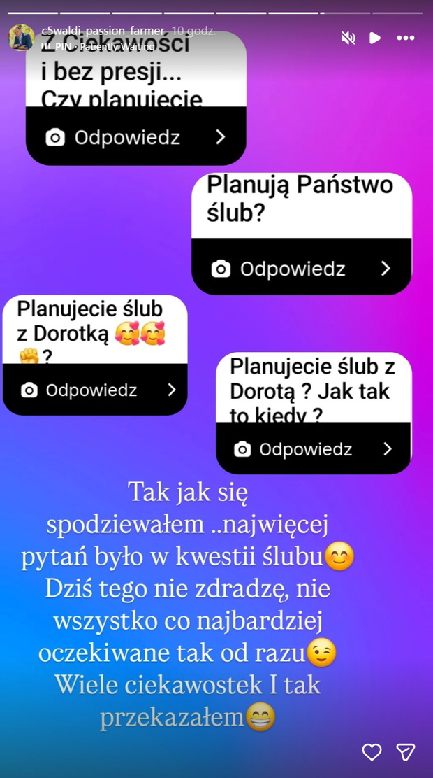 Waldemar z "Rolnik szuka żony" o ślubie z Dorotą