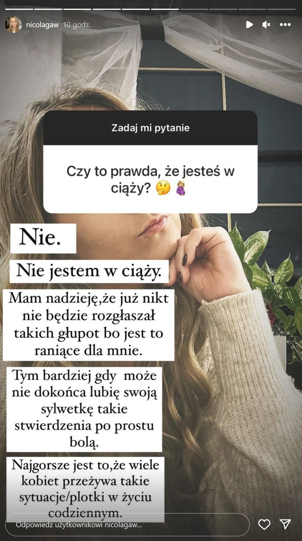 Nicola z "Rolnik szuka żony" 10 o plotkach na temat ciąży