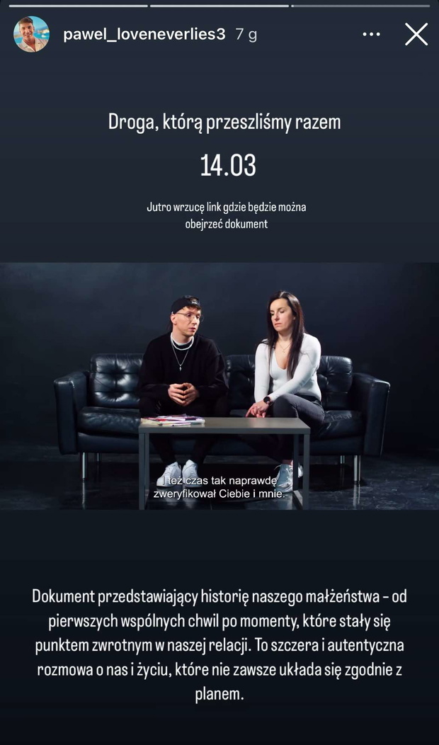 Paweł z "Love Never Lies" zapowiedział dokument o jego małżeństwie z Kasią