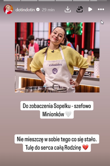 Dorota Szelągowska żegna zmarłą Olę z "MasterChef Nastolatki"