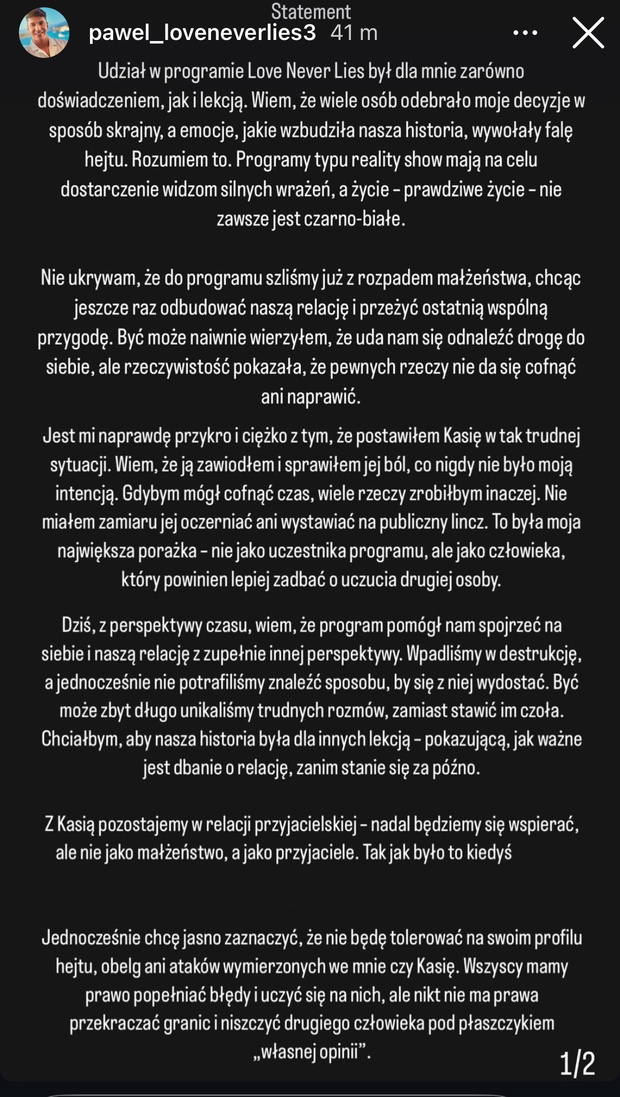 Czy Paweł i Kasia z "Love Never Lies" są razem? Wiemy!