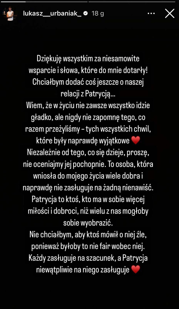 Łukasz z "Love Never Lies" o relacji z Patrycją