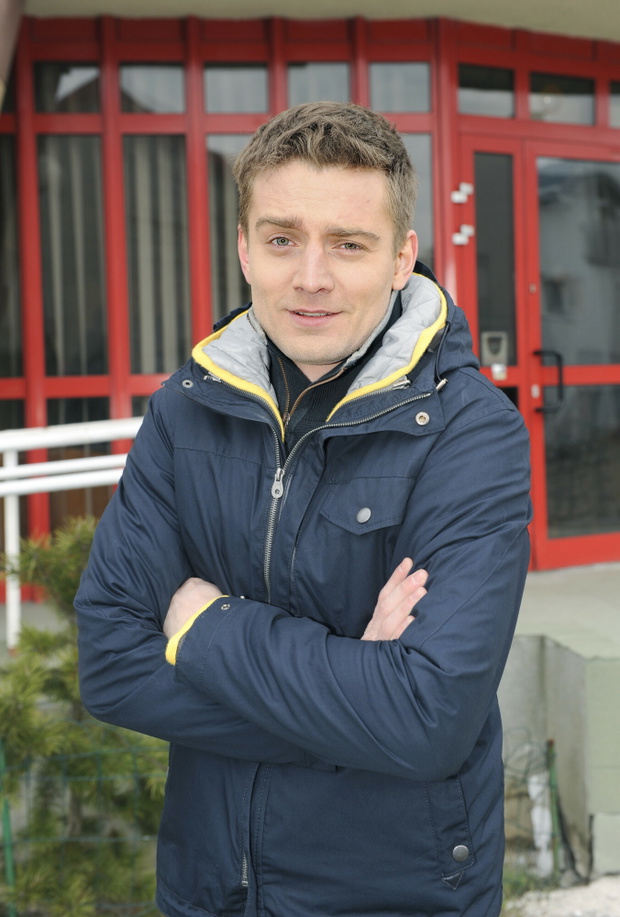 Marcin Rogacewicz na planie serialu "Szpilki na Giewoncie", rok 2010