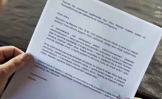 List napisany przez AI do uczestnika "Rolnik szuka żony"