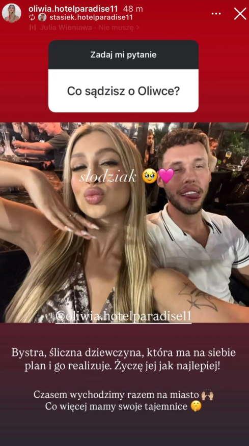 Oliwia i Staszek z "Hotelu Paradise 11" są parą? fot. Instagram @stasiek.hotelparadise11