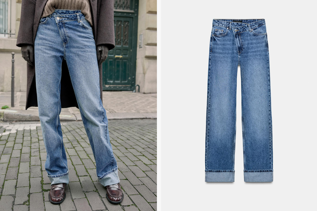 Modne spodnie "folded jeans" w stylu Małgorzaty Kożuchowskiej z Zary za 179 złotych