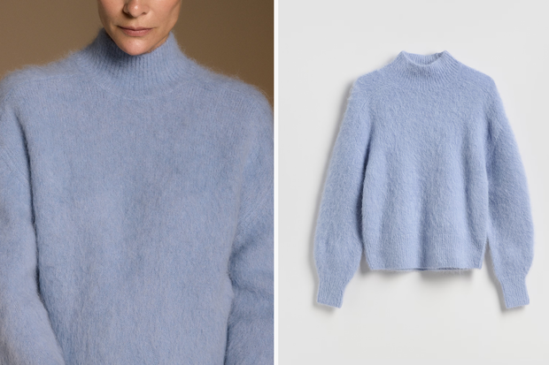 Modny sweter w kolorze "frozen winter" w stylu Magdy Mołek z Reserved za 359,99 złotych