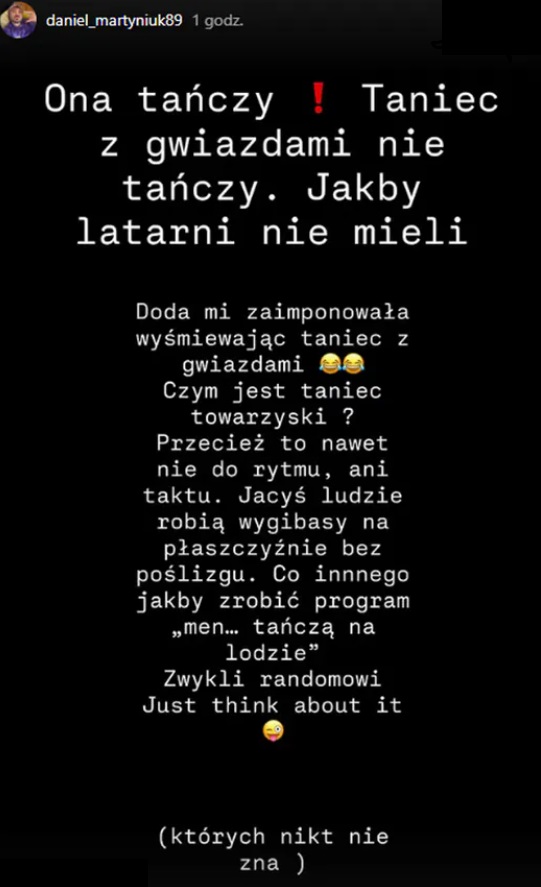 Daniel Martyniuk krytykuje "Taniec z Gwiazdami" fot. Instagram @daniel_martyniuk89
