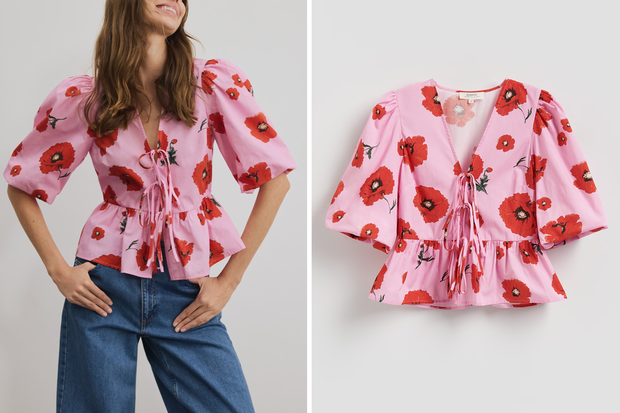 Modna bluzka typu "Pink Rose Blooms" na wiosnę 2026 w stylu Pauliny Sykut-Jeżyny z Reserved za 89,99 złotych