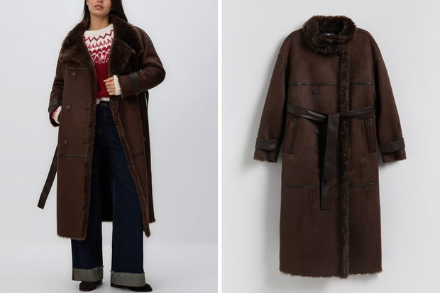 Modny kożuchowy płaszcz "Aspen chic" na zimę w stylu Agnieszki Dygant z Reserved za 399,99 złotych