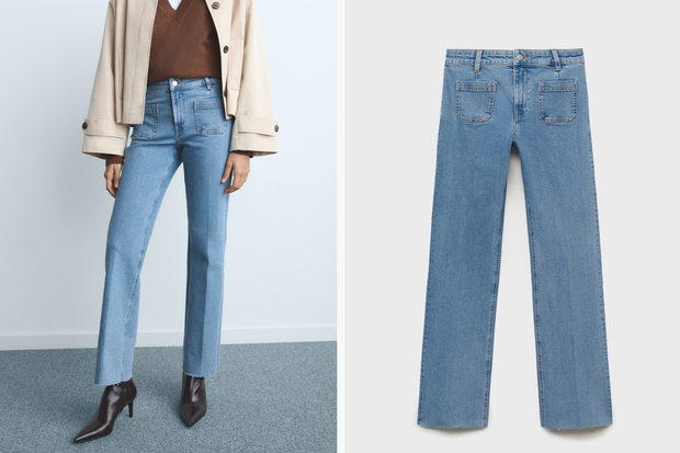 Modne spodnie "kick fit jeans" w stylu Małgorzaty Sochy z Mango za 79,99 złotych