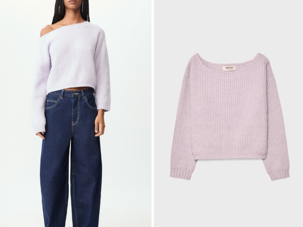 Sweter "off the soulder" w Stradivariusie za 79,90 złotych)