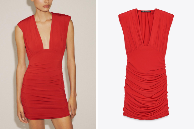 Modna czerwona sukienka w odcieniu "Valentino Red" z Zary za 29,90 złotych