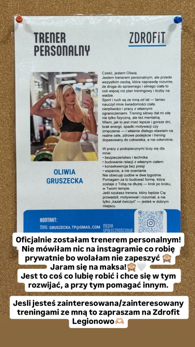 Oliwia Gruszecka z "Hotelu Paradise" została trenerką personalną