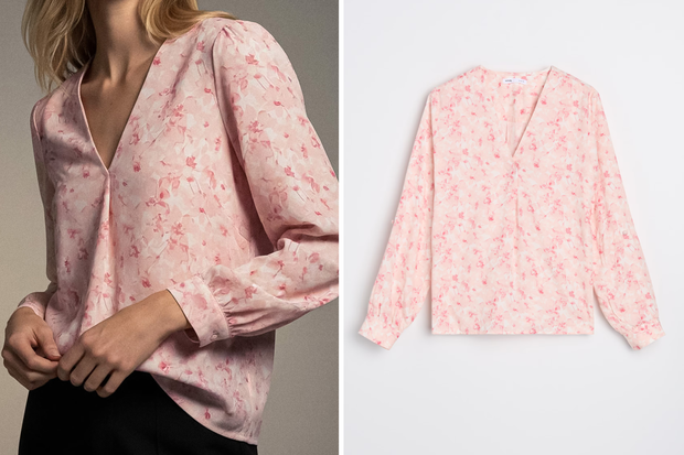 Modna bluzka typu "Pink Rose Blooms" na wiosnę 2026 w stylu Pauliny Sykut-Jeżyny z Sinsay za 17,99 złotych