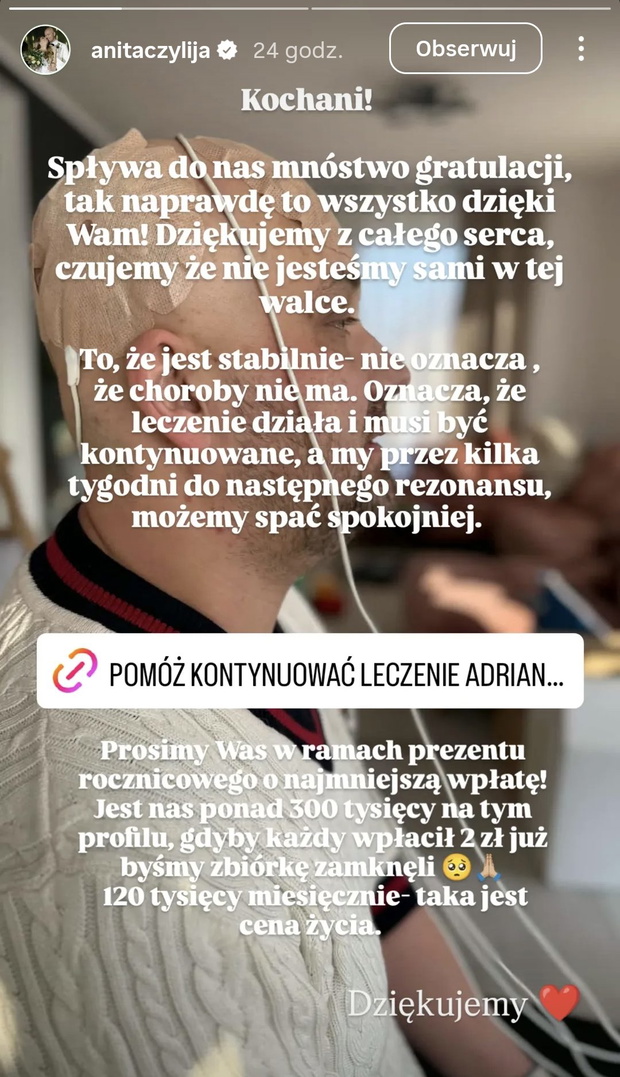 Anita ze "ŚOPW" zwróciła się do fanów ws. Adriana fot. Instagram @anitaczylija
