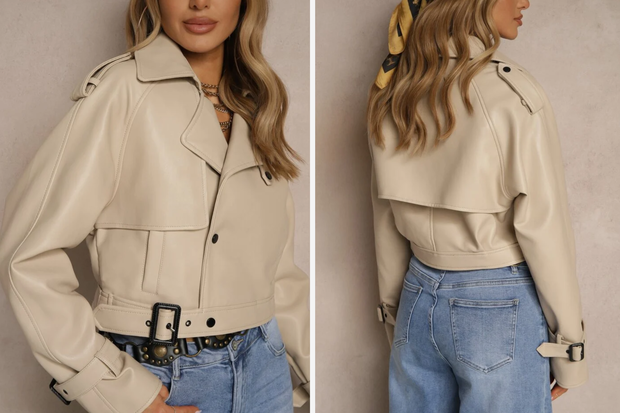 Modna kurtka "almond leather jacket" w stylu Izabeli Macudzińskiej z Renee za 159,99 złotych