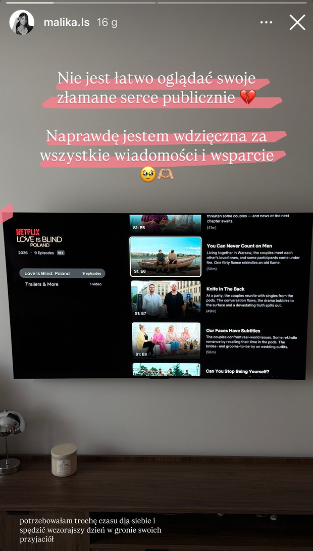 Malika z "Love is blind" zabrała głos po zdradzie Krzysztofa