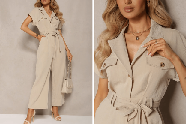 Modny kombinezon "sand utility jumpsuit" w stylu Katarzyny Cichopek z Renee za 139,99 złotych