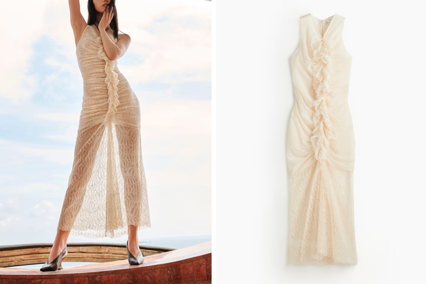 Ażurowa maxi sukienka w stylu kreacji Dody z "Jupiterów Roku" 2026 z H&M za 579,99 złotych