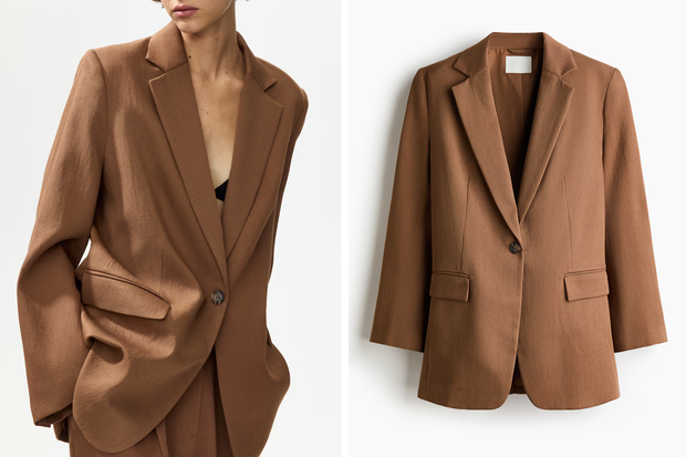 Modna marynarka w kolorze "burnt sugar" w stylu Agnieszki Woźniak-Starak z H&M za 189,99 złotych
