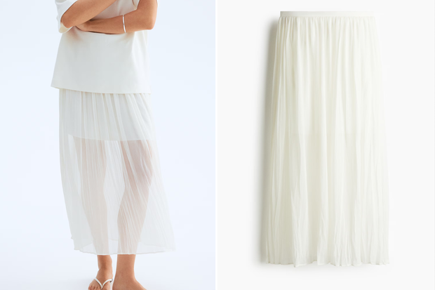 Biała spódnica w stylu "underwear as outerwear" z H&amp;M za 104,99 złotych
