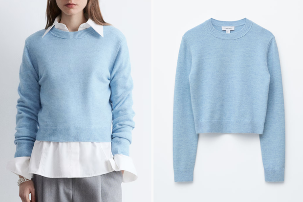 Modny sweter w kolorze "frozen winter" w stylu Magdy Mołek z H&amp;M za 250 złotych
