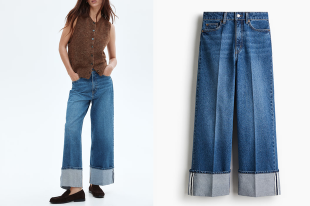 Modne spodnie "folded jeans" w stylu Małgorzaty Kożuchowskiej z H&amp;M za 147,99 złotych