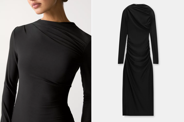 Czarna maksi sukienka w stylu "old money" z Pull&Bear za 129 złotych
