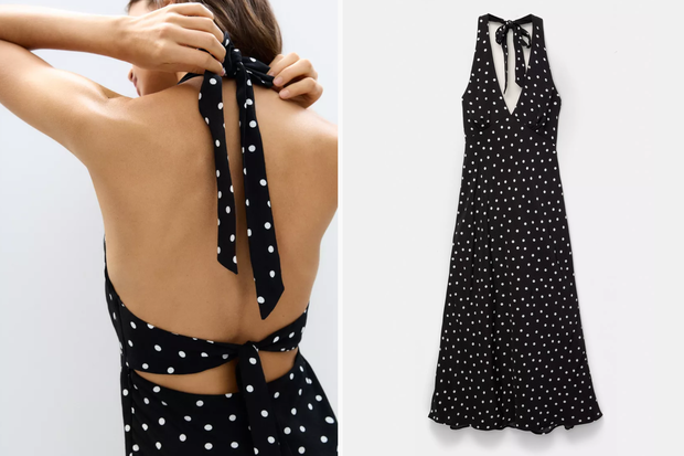Czarna sukienka w groszki w stylu "Pretty Woman" z Pull&amp;Bear za 179 złotych