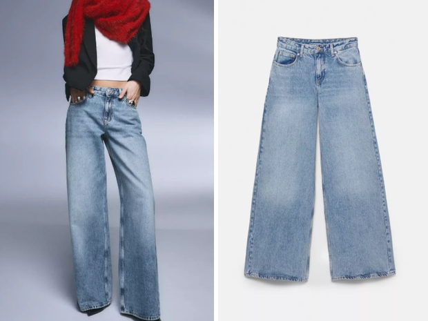"ultra-wide leg jeans" w Pull&amp;Bear za 149,00 złotych