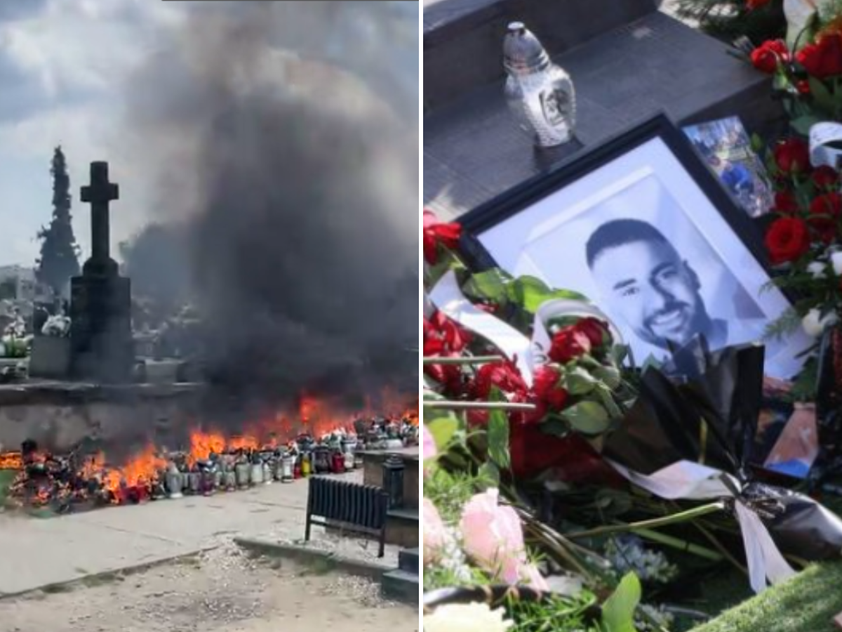 Pożar grobu Łukasza Litewki. Jest nowy komentarz służb, na miejscu pojawiła się policja